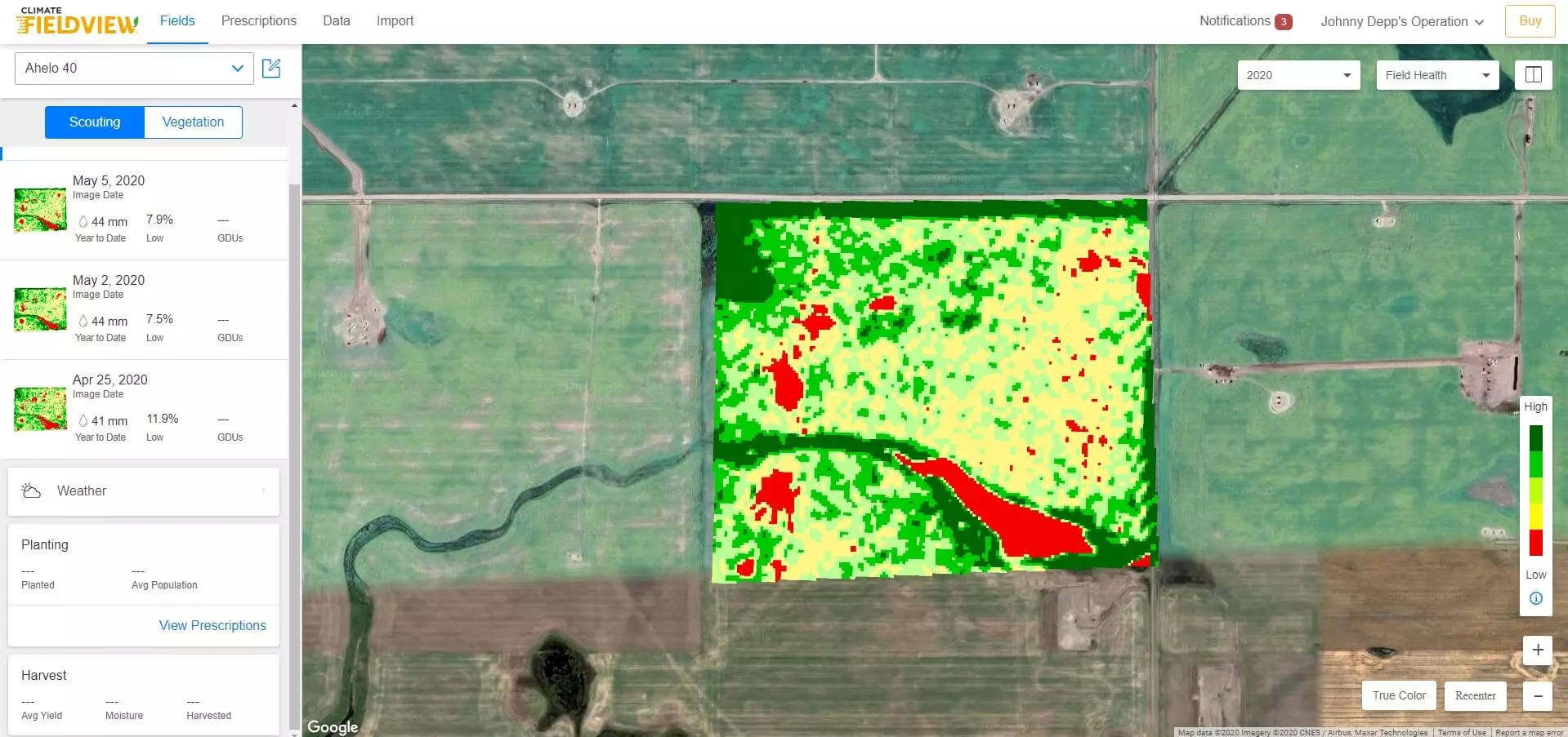 Climate FieldView interface