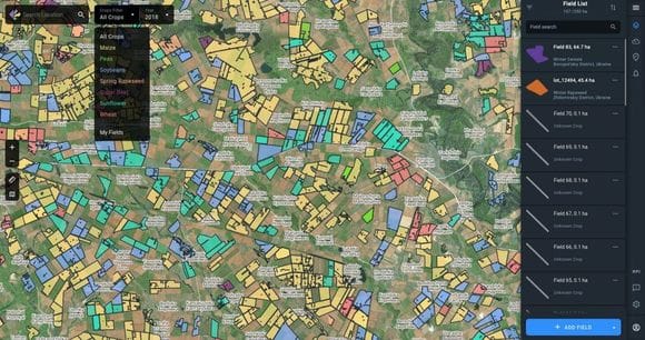 mapa de cultivos en EOSDA Crop Monitoring