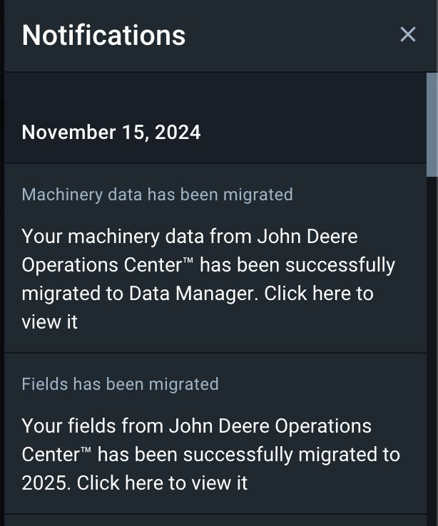 what does the integration end notification look like