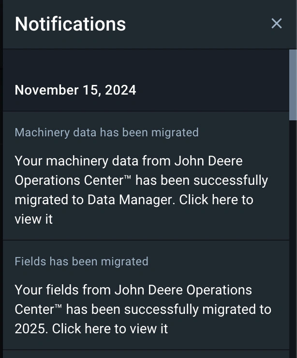 what does the integration end notification look like