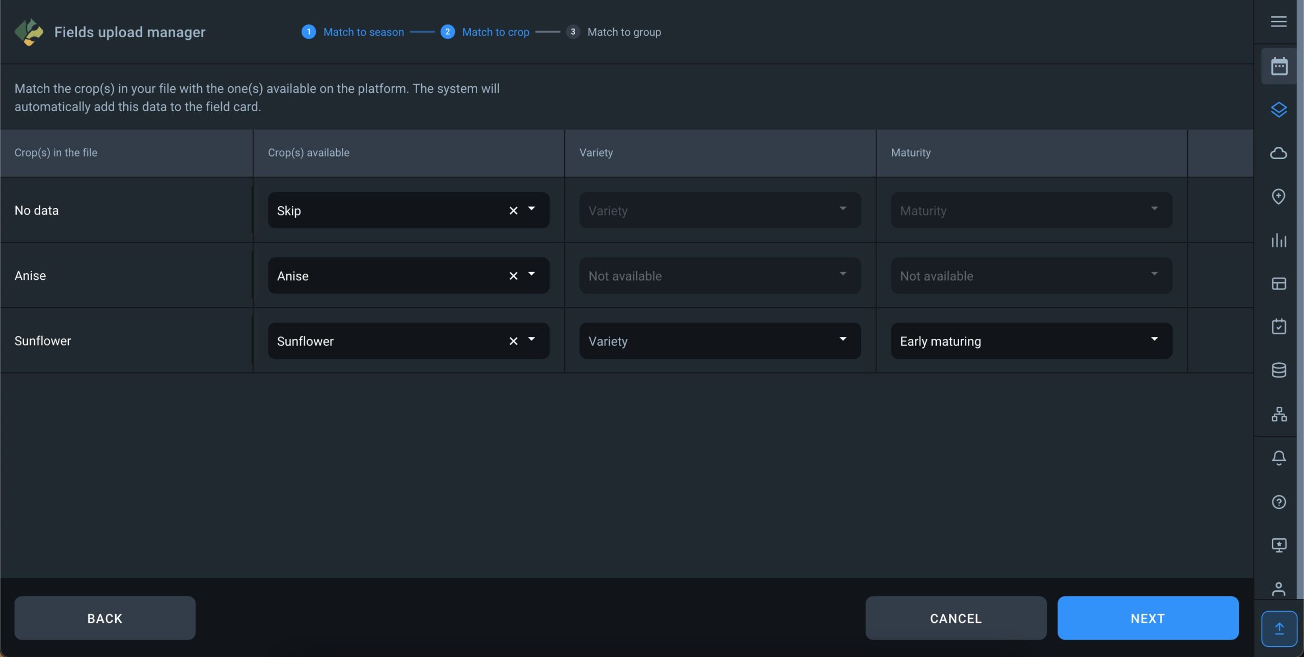 how to allocate crops by fields