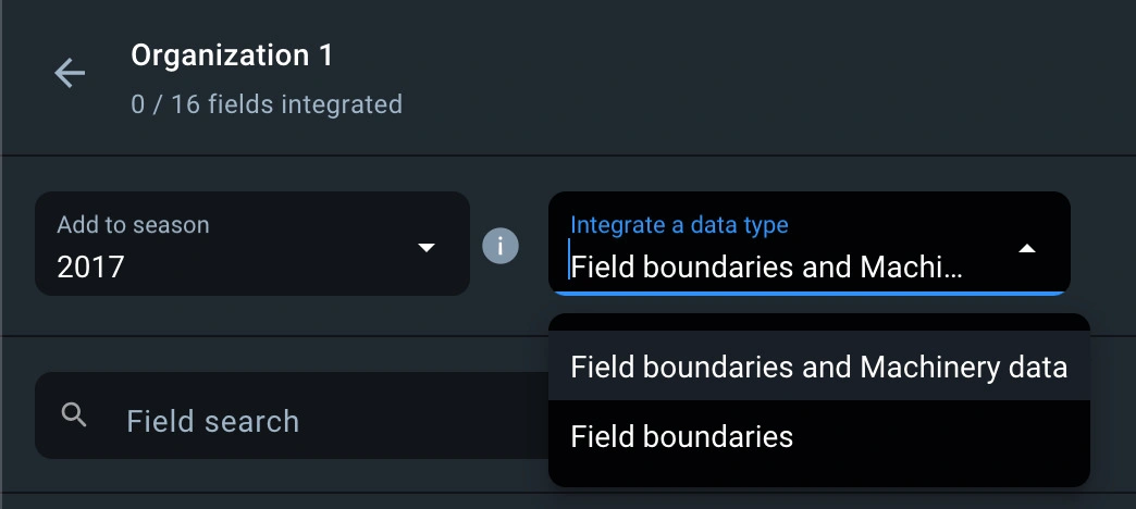 selecting the type of data integration