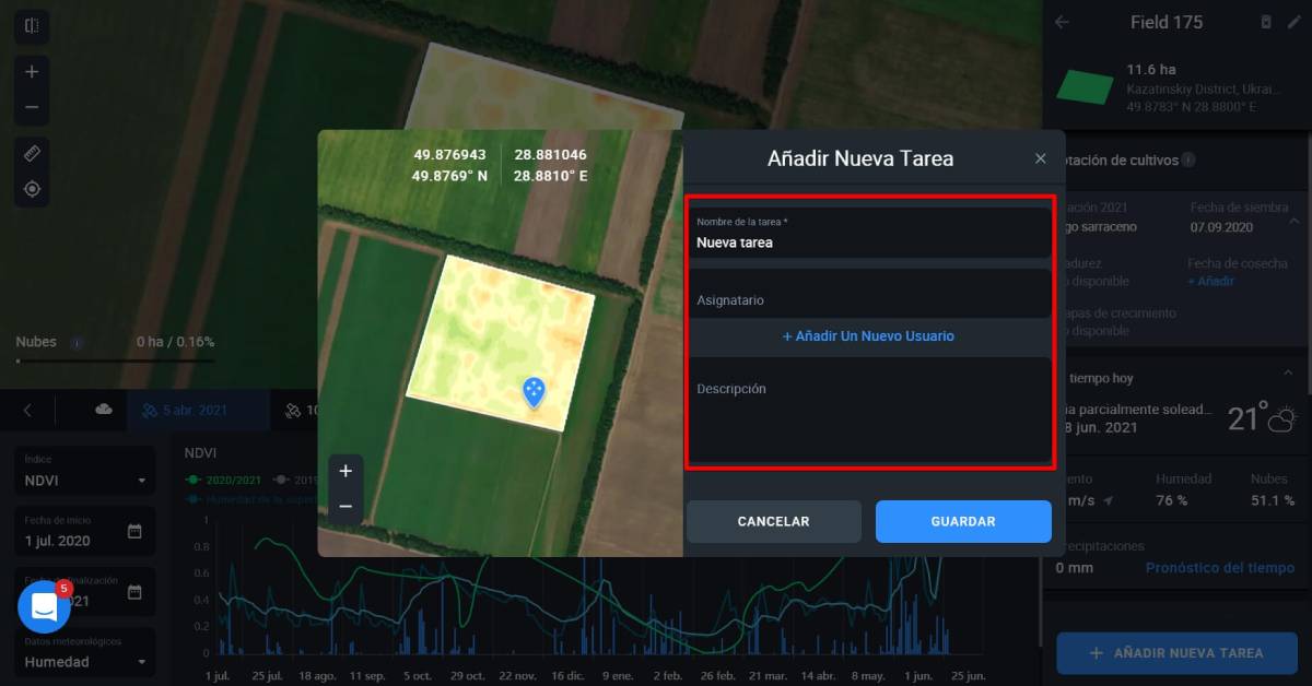 Rellene la información sobre la tarea de exploración
