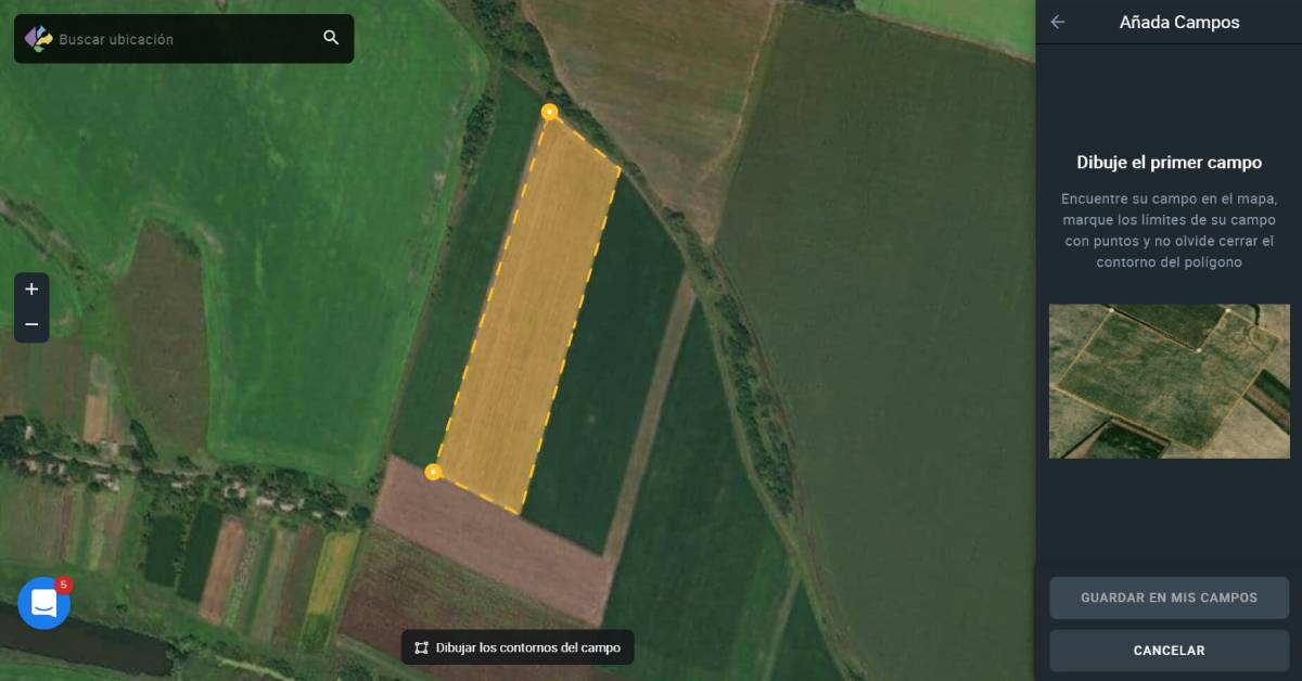 Dibuje el primer campo