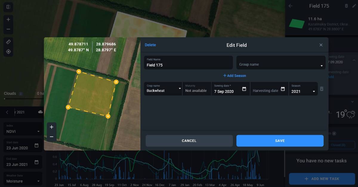 you can edit the field on the field card