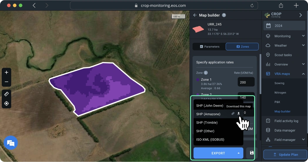 VRA maps. Map Builder. Export a map