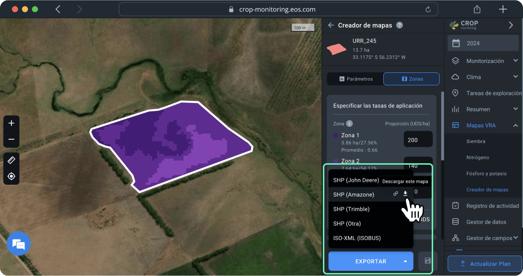 Mapas VRA. Creador de mapas. Exportar un mapa