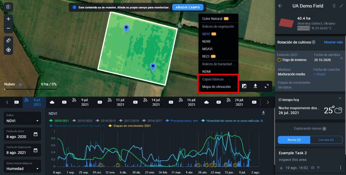seleccionar mapa de elevacion