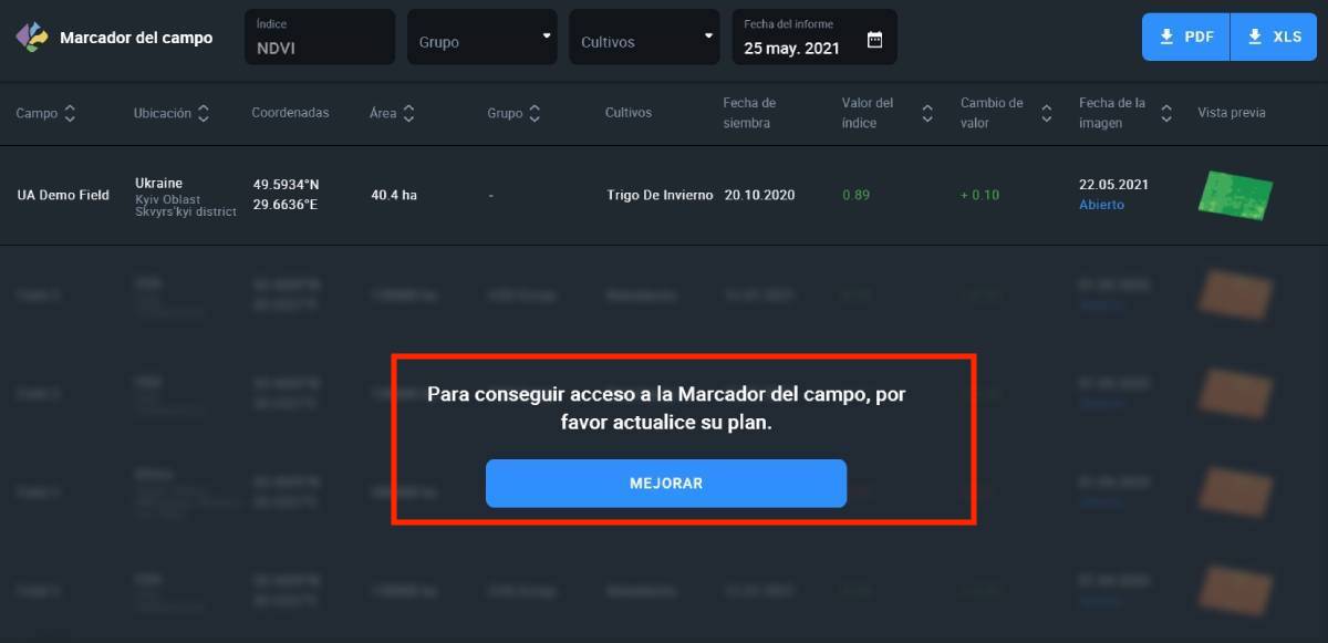 cómo marcador del campo se ve en la cuenta gratuita