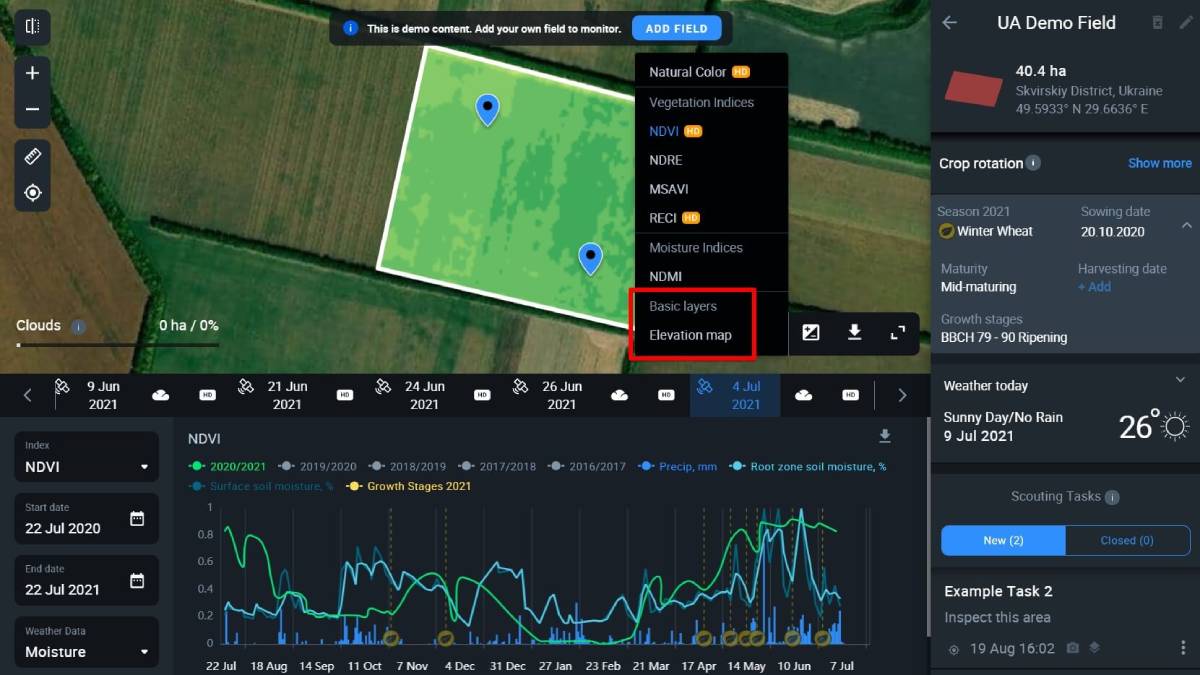 select elevation map