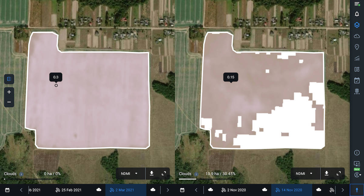 comparing NDMI values