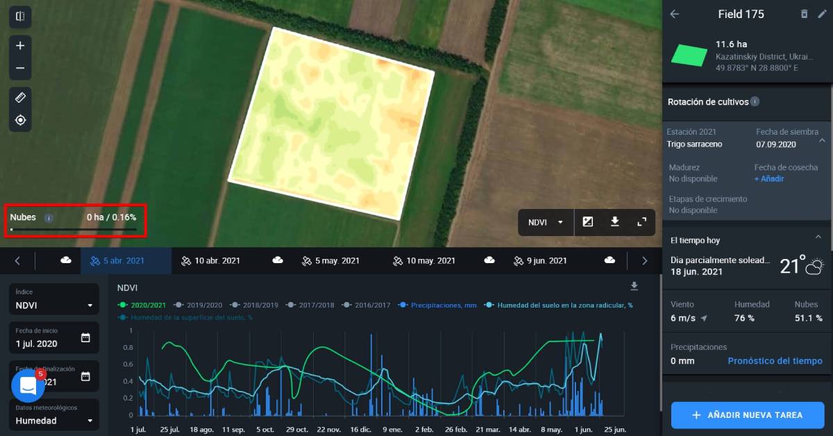 Comprobar la nubosidad