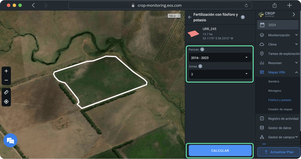 Mapas VRA. Fertilización con fósforo y potasio. Crear un mapa