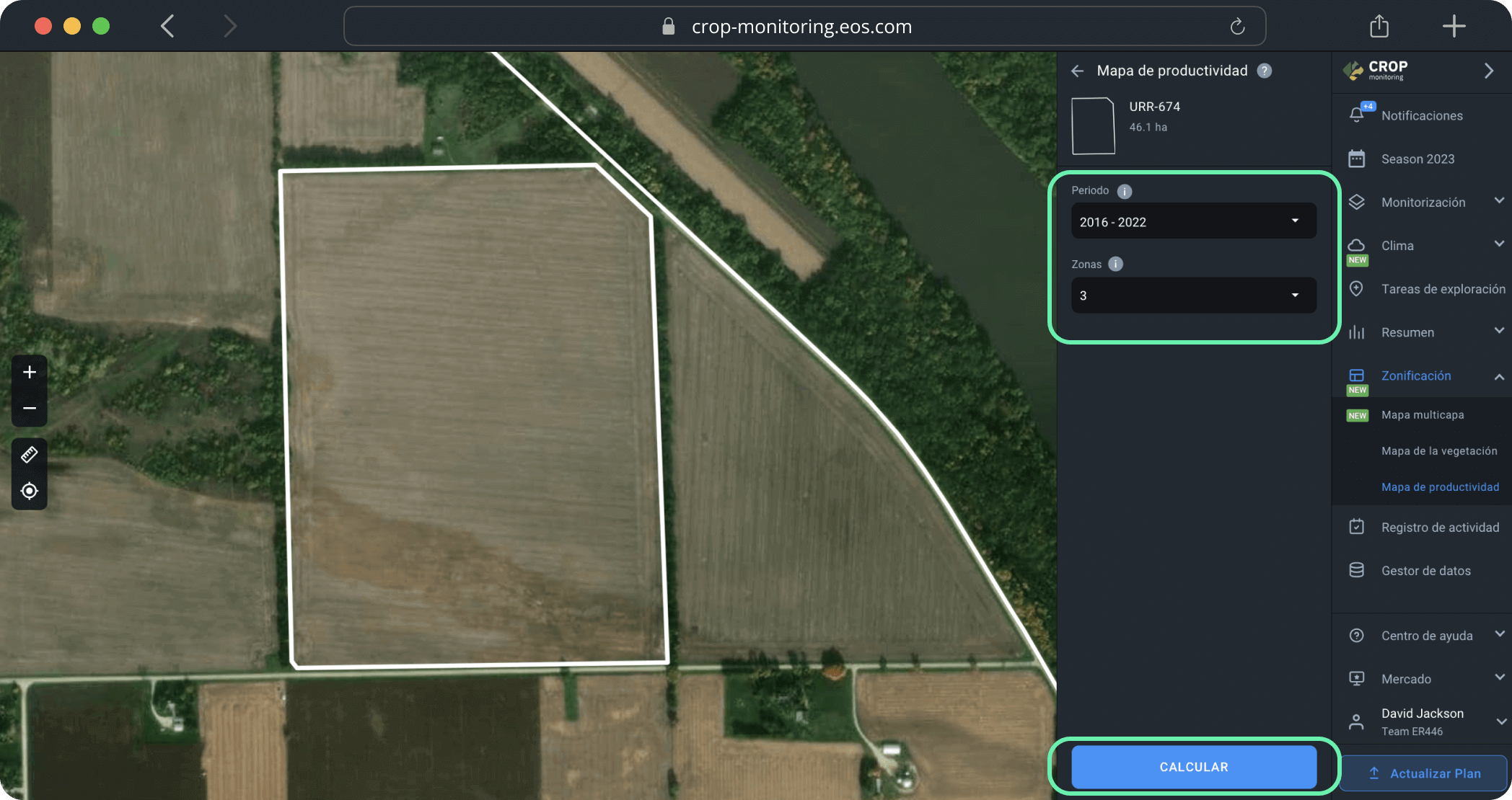 Zonificación. Mapas de productividad. Crear un mapa