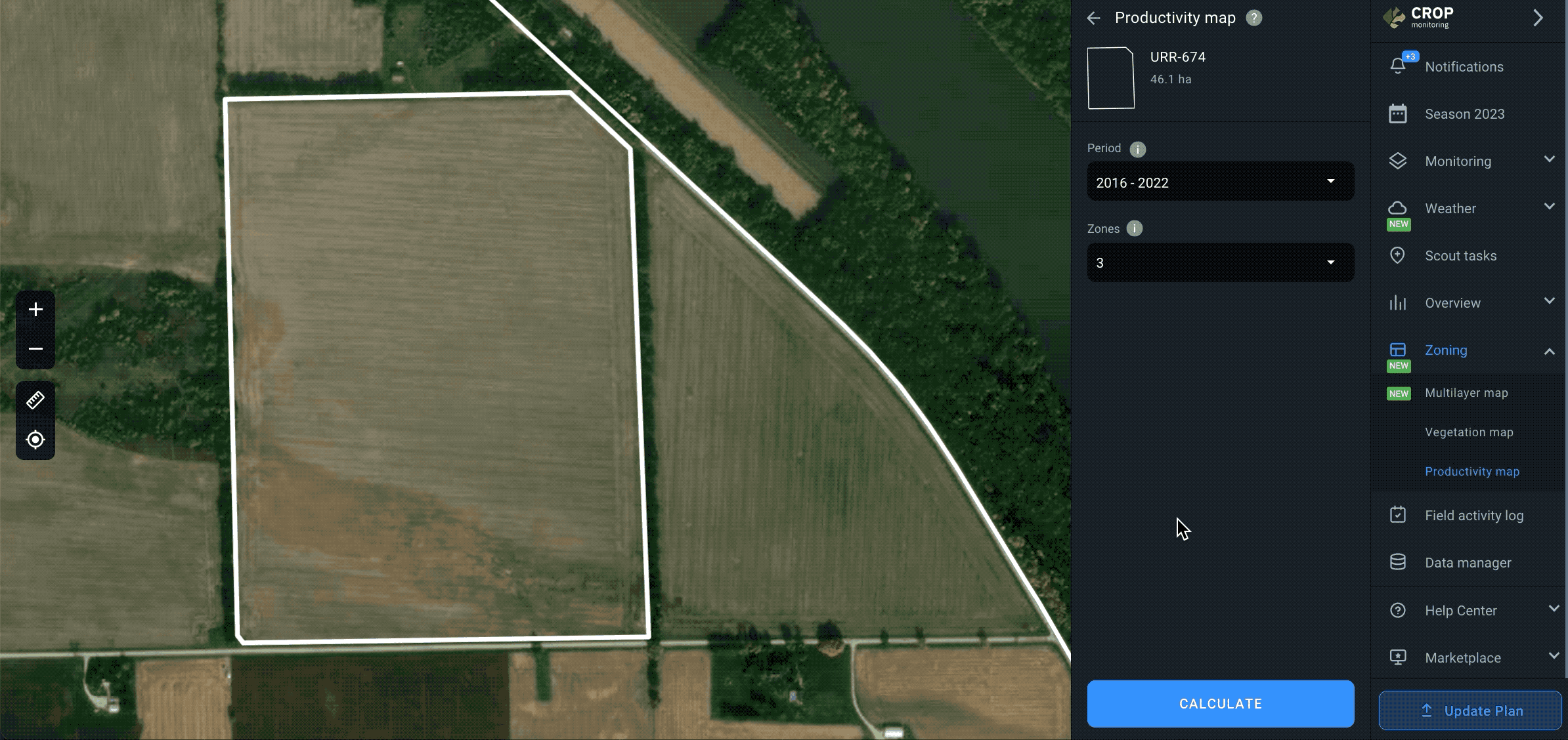 Zoning. Productivity maps.Calculate a map
