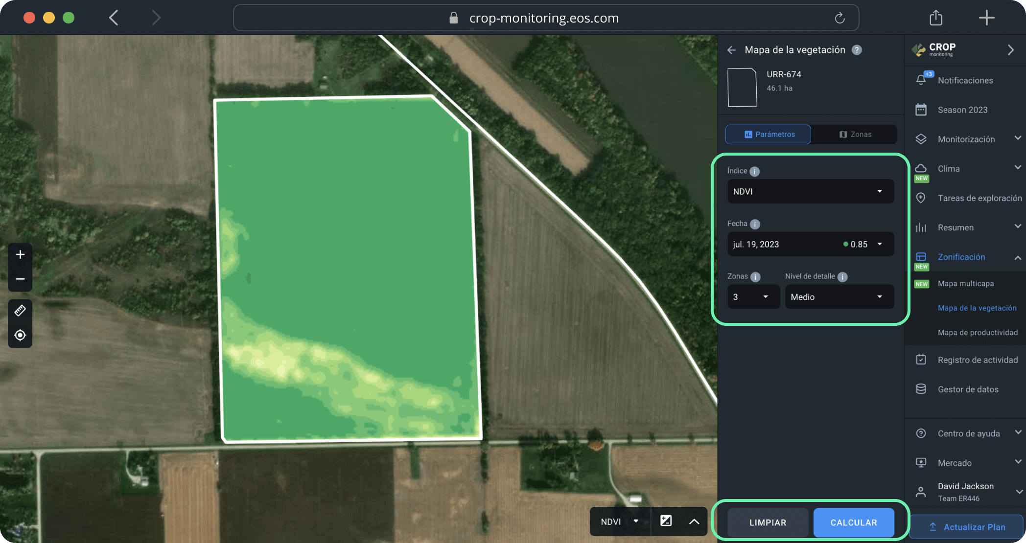 Zonificación. Mapas de vegetación. Crear un mapa