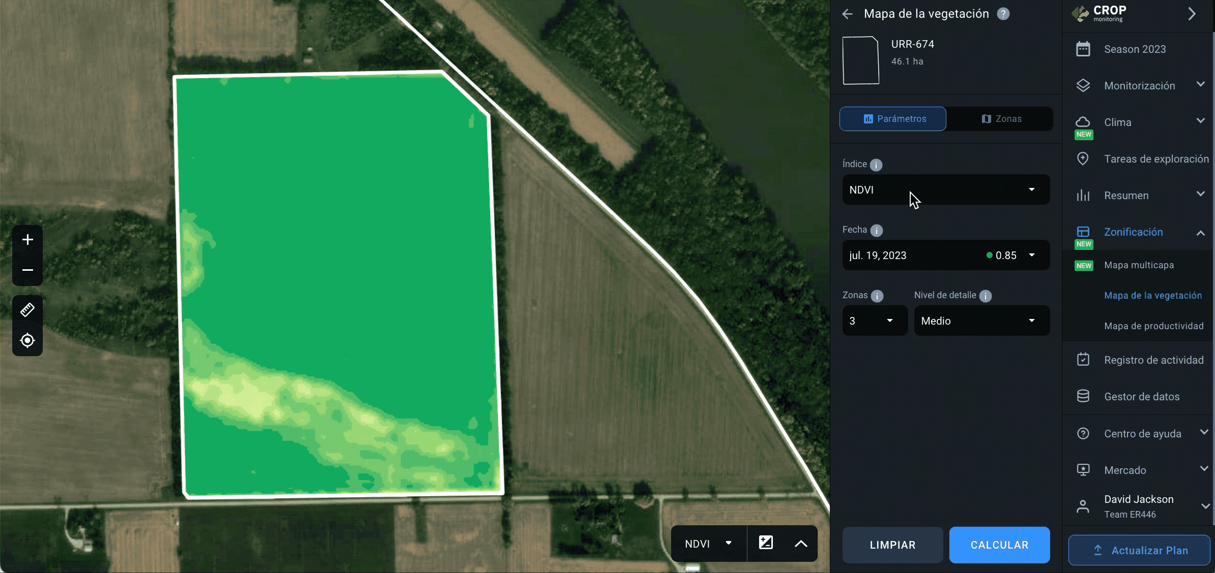 Zonificación. Mapas de vegetación. Calcular un mapa