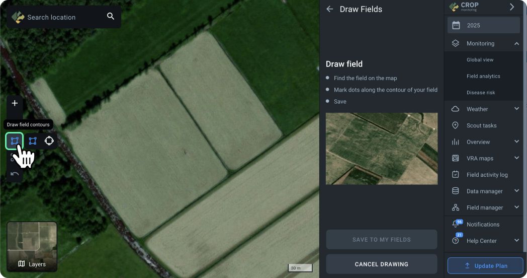Draw field contours