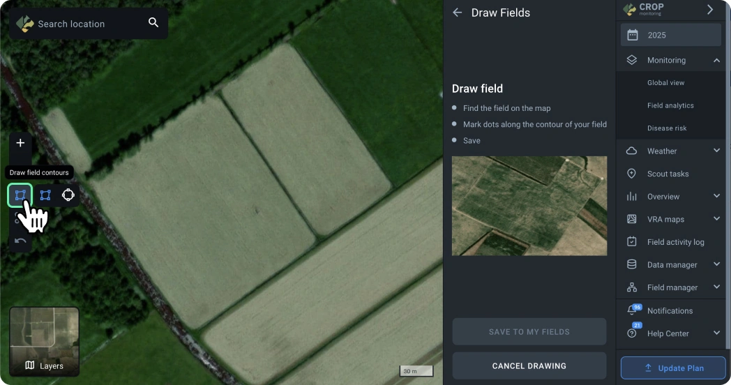 Draw field contours