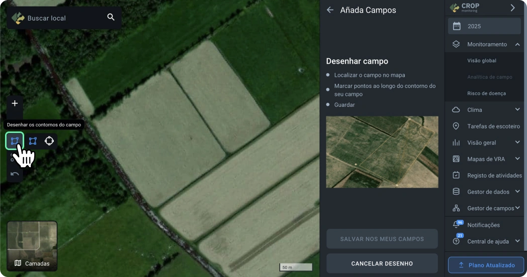 Desenhar contornos do campo