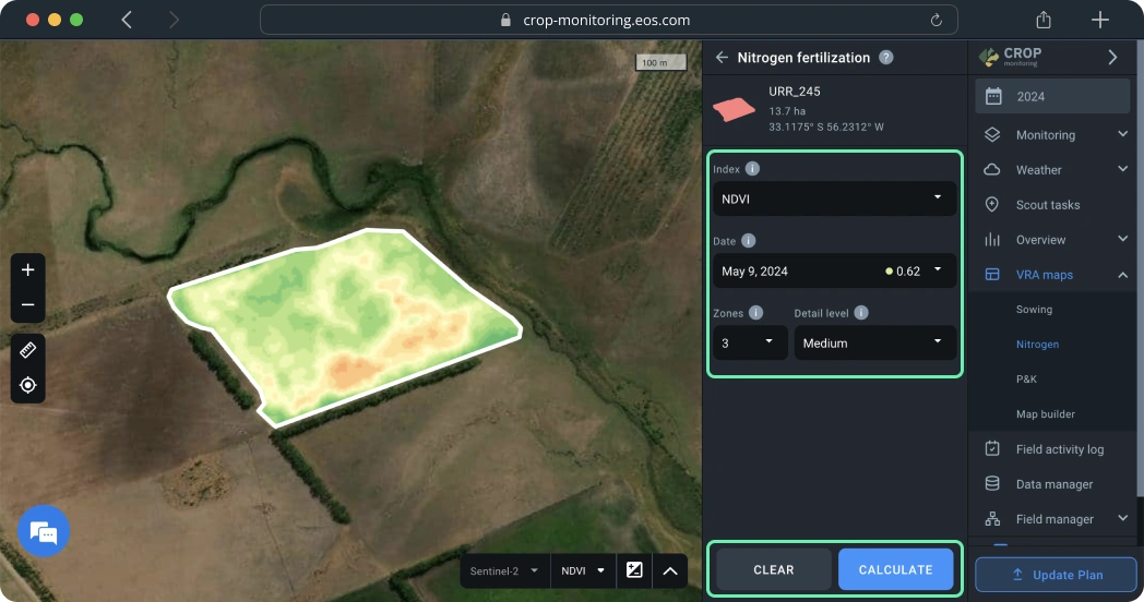 VRA maps.Nitrogen fertilization maps. Create a map