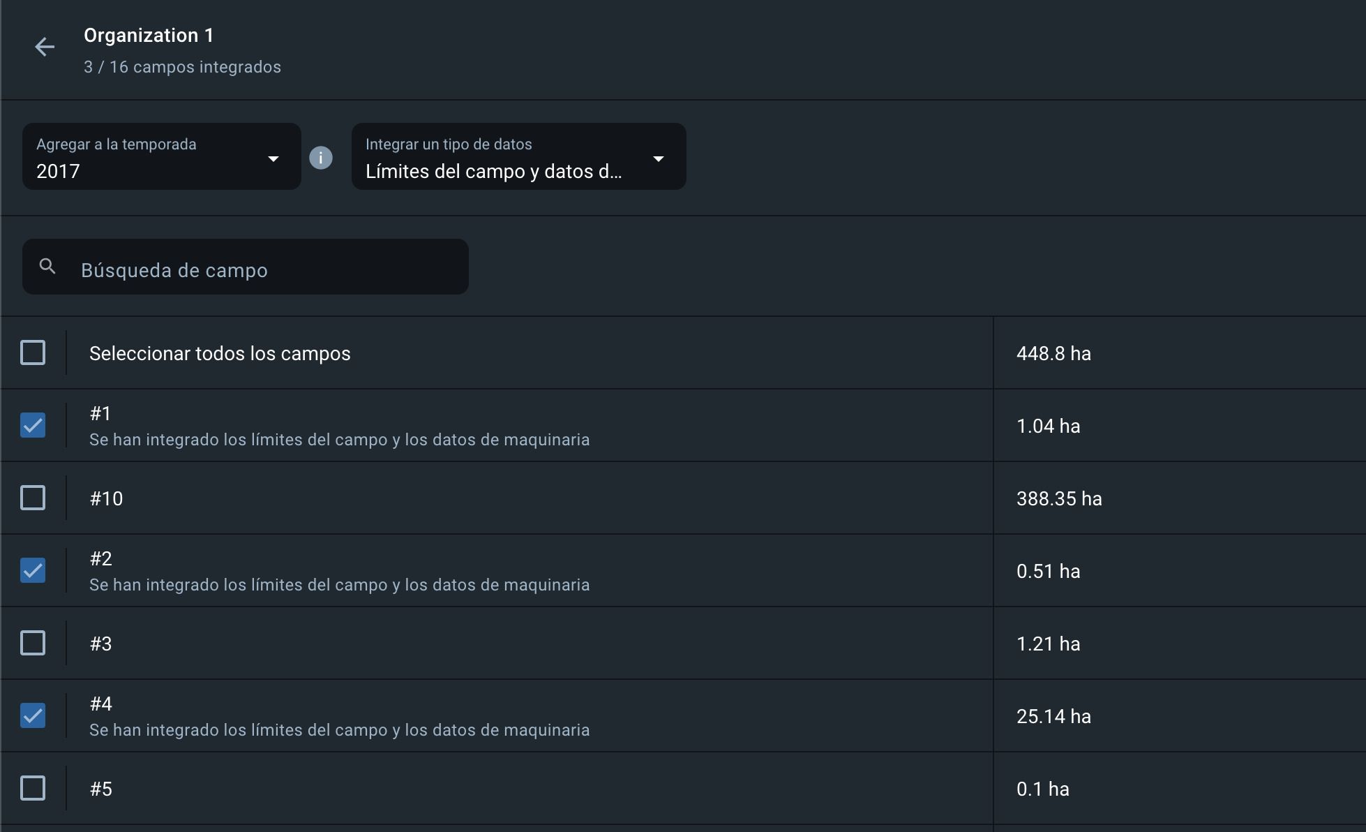 qué aspecto tienen los campos previamente integrados