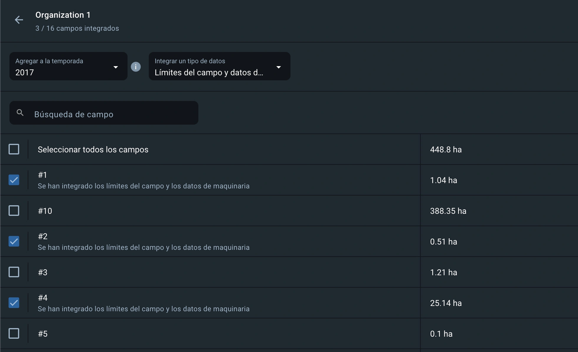 qué aspecto tienen los campos previamente integrados