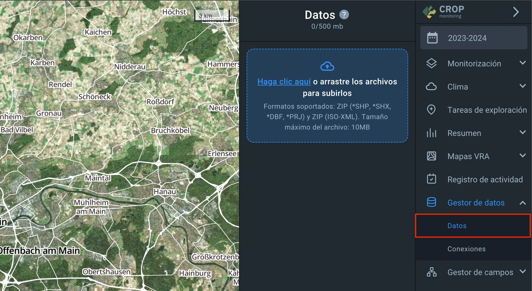 en qué parte del menú se encuentra la sección de datos
