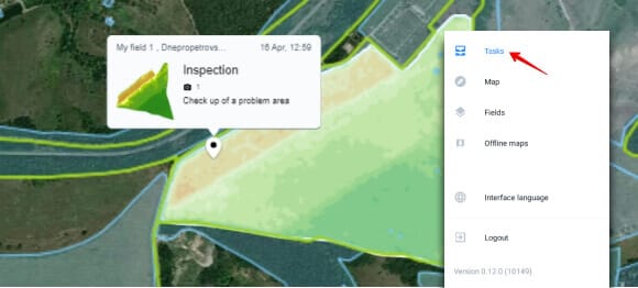 tarefa de patrulhamento na interface de EOSDA Crop Monitoring