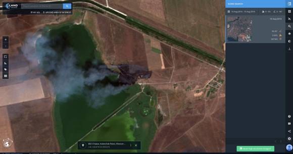 burning field with satellite layer