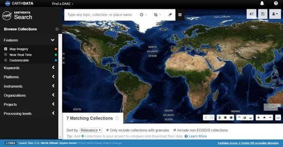 NASA Earthdata Search interface