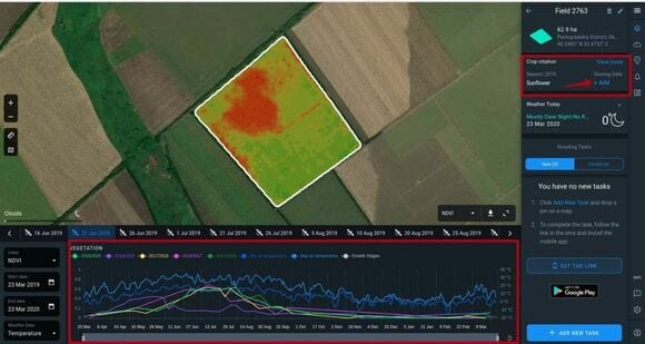 how to add crop type and its sowing date on EOSDA Crop Monitoring