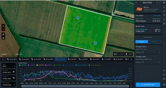 demo field privew options on EOSDA Crop Monitoring