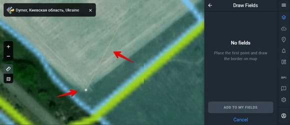 drawing polygon of a field on EOSDA Crop Monitoring