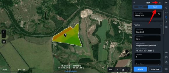 how to export scouting task data on EOSDA Crop Monitoring