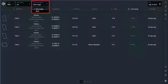 Mute option from the drop-down menu at the top in EOSDA Crop Monitoring notifications