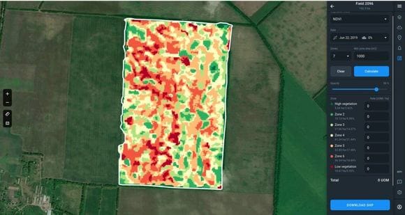 ferramenta de zoneamento do aplicativo EOSDA Crop Monitoring
