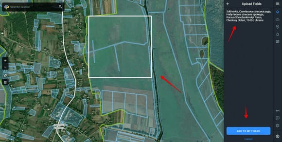 uploaded field is alocated automatically on the map on EOSDA Crop Monitoring
