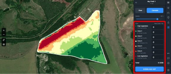 menu of zones legends on EOSDA Crop Monitoring