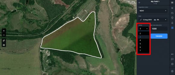 choosing the number of zones the field will be devided on