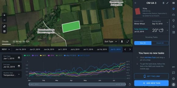 интерфейс EOSDA Crop Monitoring