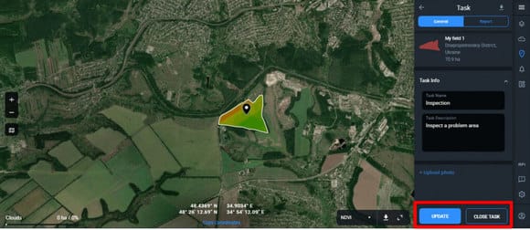 updating or closing scouting task on EOSDA Crop Monitoring