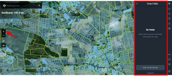 zoom in or zoom out the EOSDA Crop Monitoring map