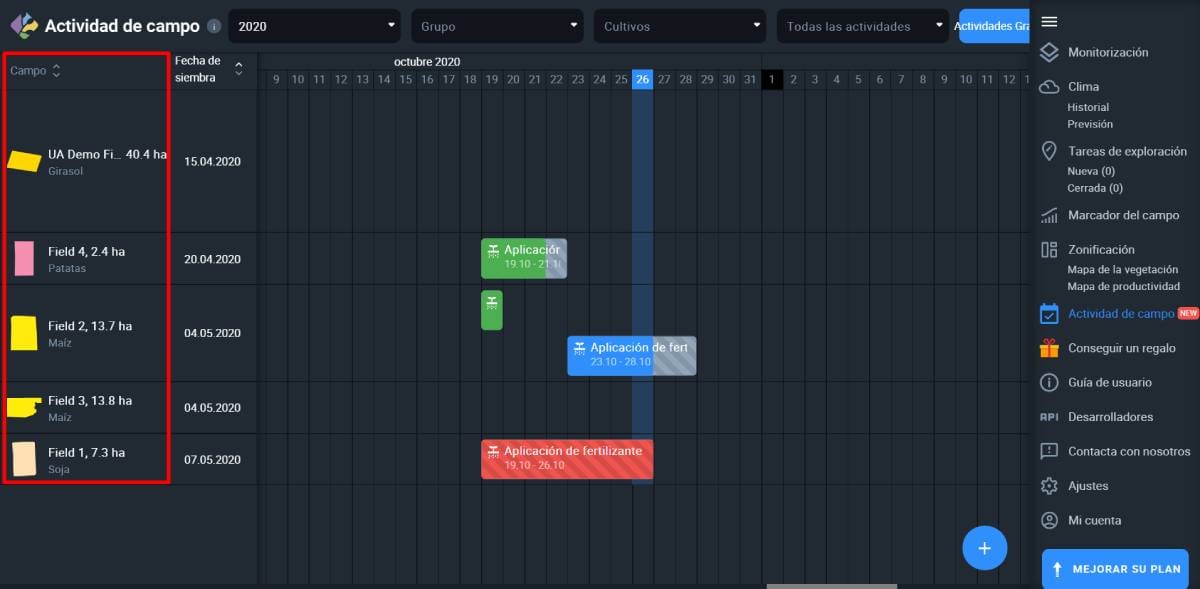 los campos estan en una columna separada a la izquierda