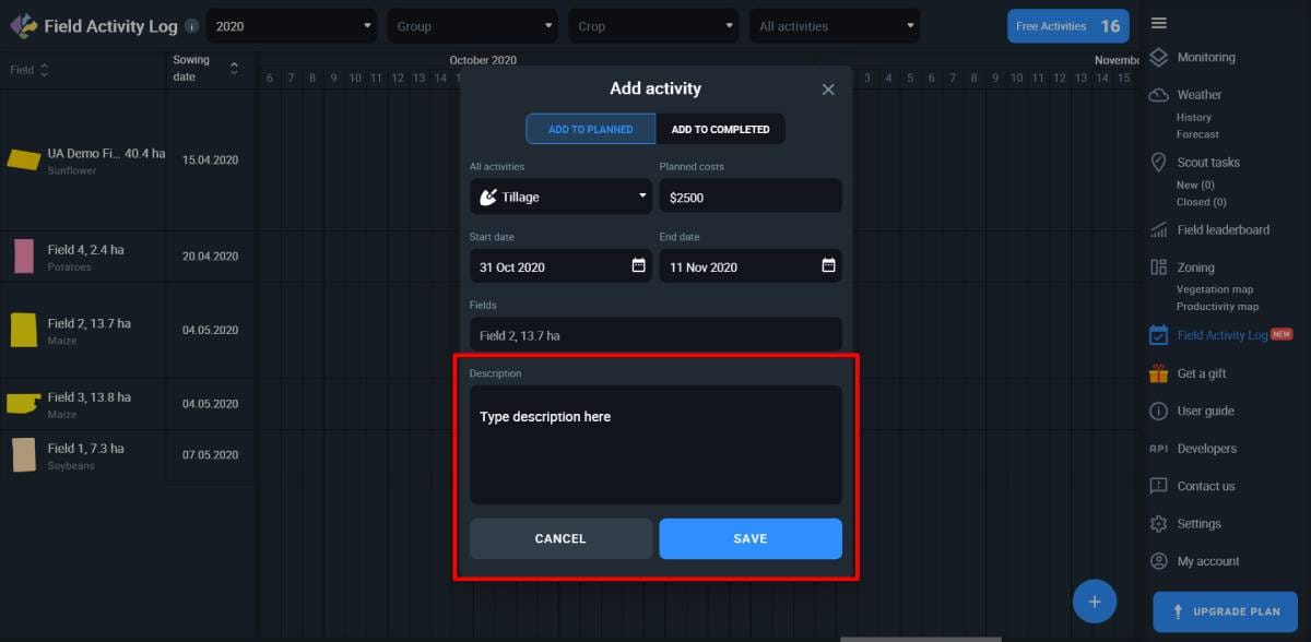 add description and click save