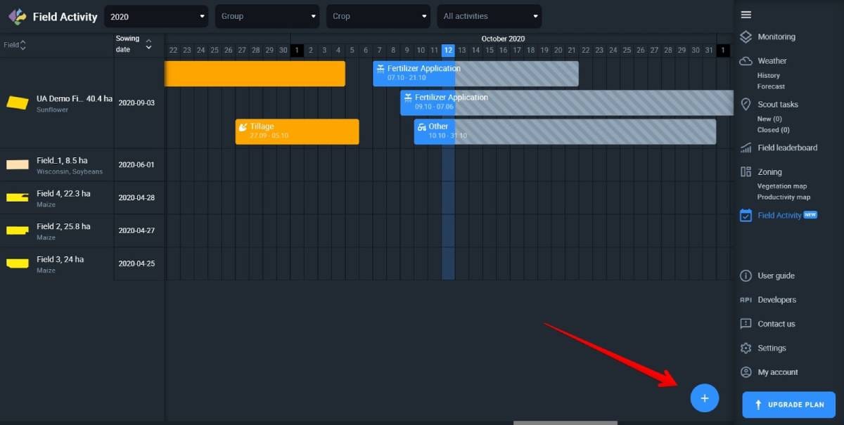 hit the button to add an activity