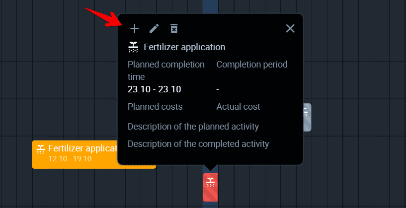 you need to click on the + to add dates of completion period