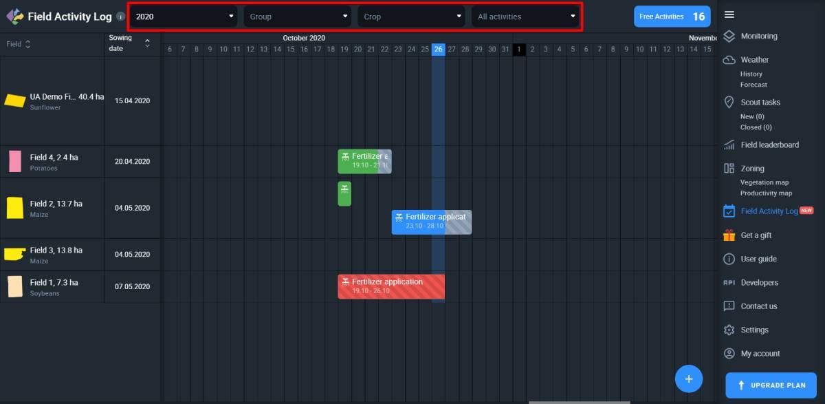 you can filter activities on the calendar