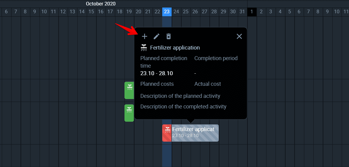 press the plus icon to add dates