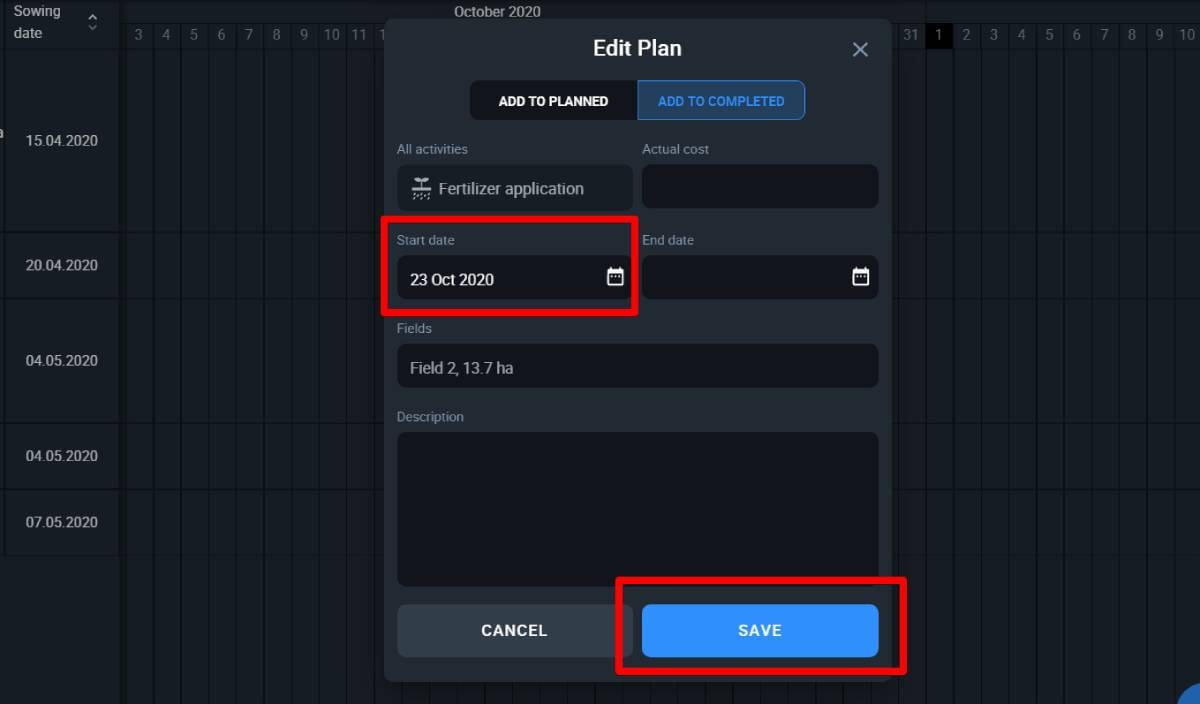 start date must be selected